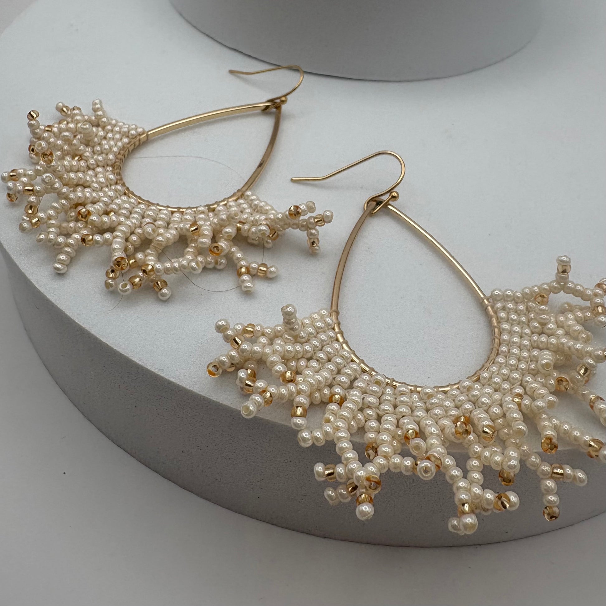 Aurora Crafted Style-Coral Cove in Oyster Pearl (Gold)-Earrings-Aurora Crafted Jewellery-