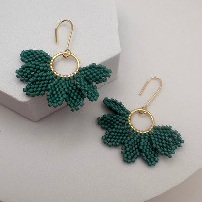 Aurora Crafted Style-Floral Wreath in Matte Jade (Gold)-Earrings-Aurora Crafted Jewellery-