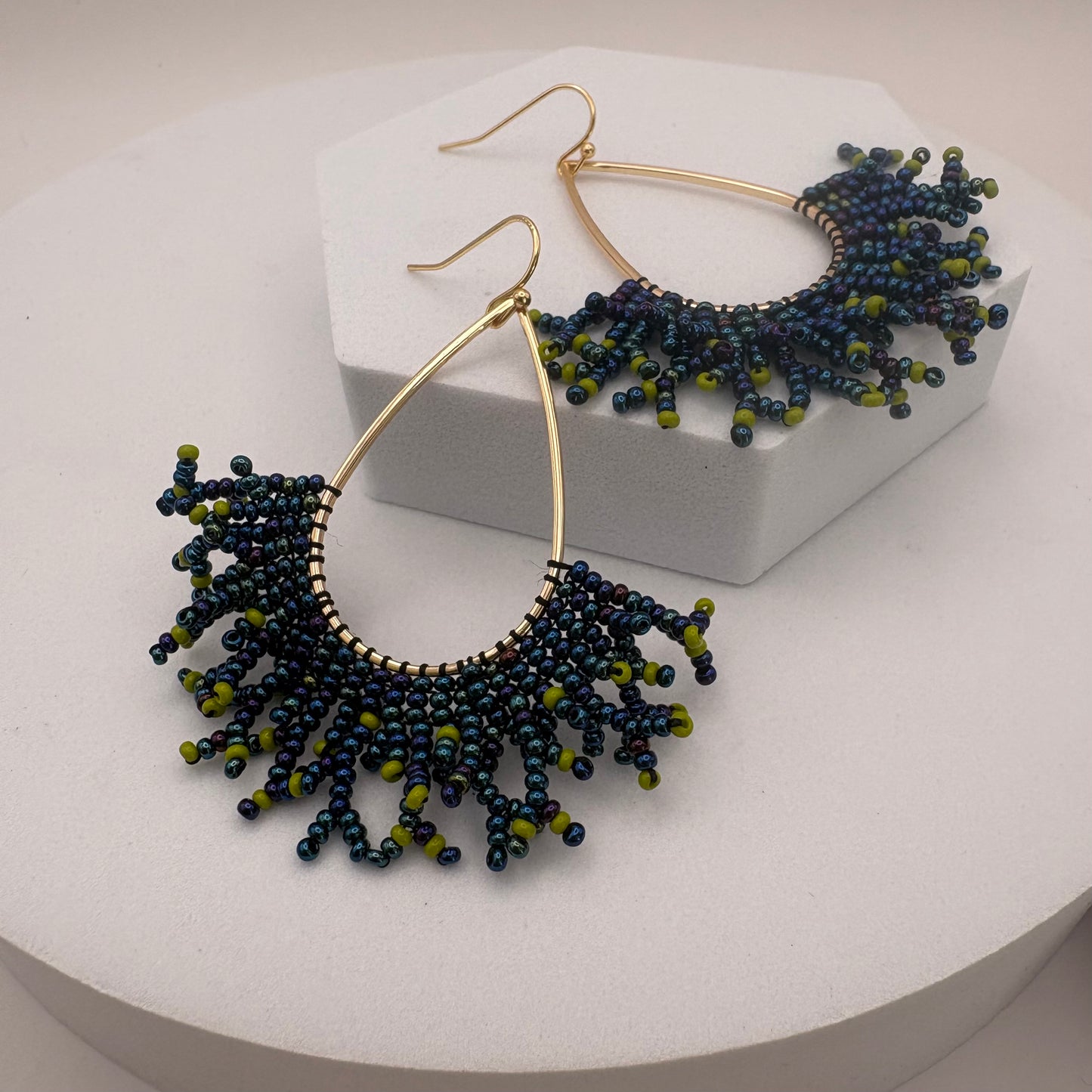Aurora Crafted Style-Coral Cove in Navy & Lime (Gold)-Earrings-Aurora Crafted Jewellery-