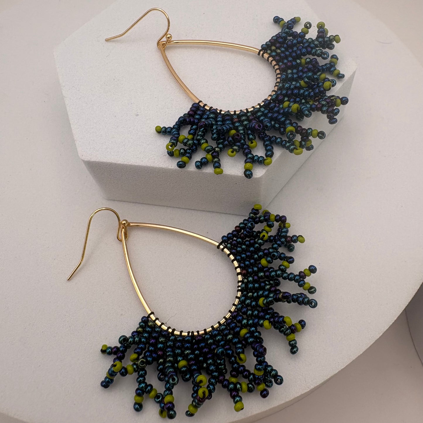 Aurora Crafted Style-Coral Cove in Navy & Lime (Gold)-Earrings-Aurora Crafted Jewellery-
