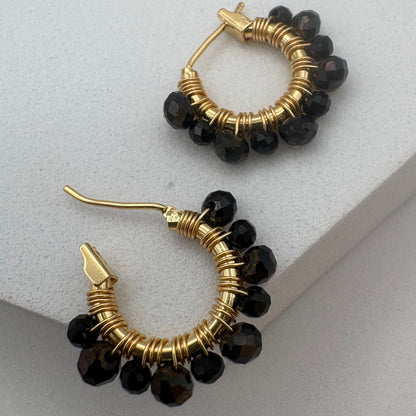 Aurora Crafted Style-Athena Hoops in Onyx (Gold)-Aurora Crafted Style-