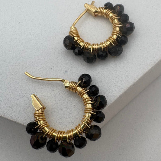 Aurora Crafted Style-Athena Hoops in Onyx (Gold)-Aurora Crafted Style-