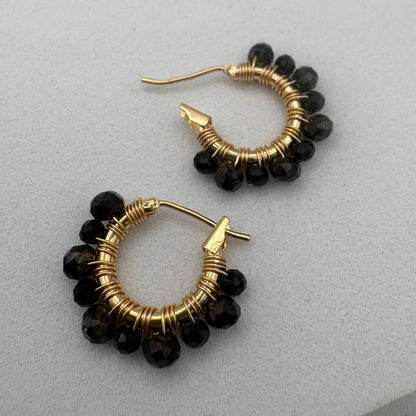 Aurora Crafted Style-Athena Hoops in Onyx (Gold)-Aurora Crafted Style-