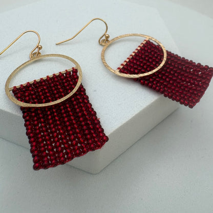 Aurora Crafted Style-Bordeaux Split Orb (Gold)-Earrings-Aurora Crafted Jewellery-