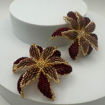Aurora Crafted Style-Look at me Lily Earring in Wine & Dine-Earrings-Aurora Crafted Jewellery-