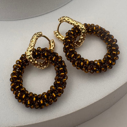 Aurora Crafted Style-Princess Drop in Medium Roast Mocha (Gold)-Earrings-Aurora Crafted Jewellery-
