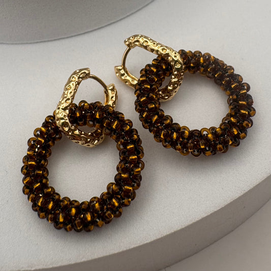 Aurora Crafted Style-Princess Drop in Medium Roast Mocha (Gold)-Earrings-Aurora Crafted Jewellery-