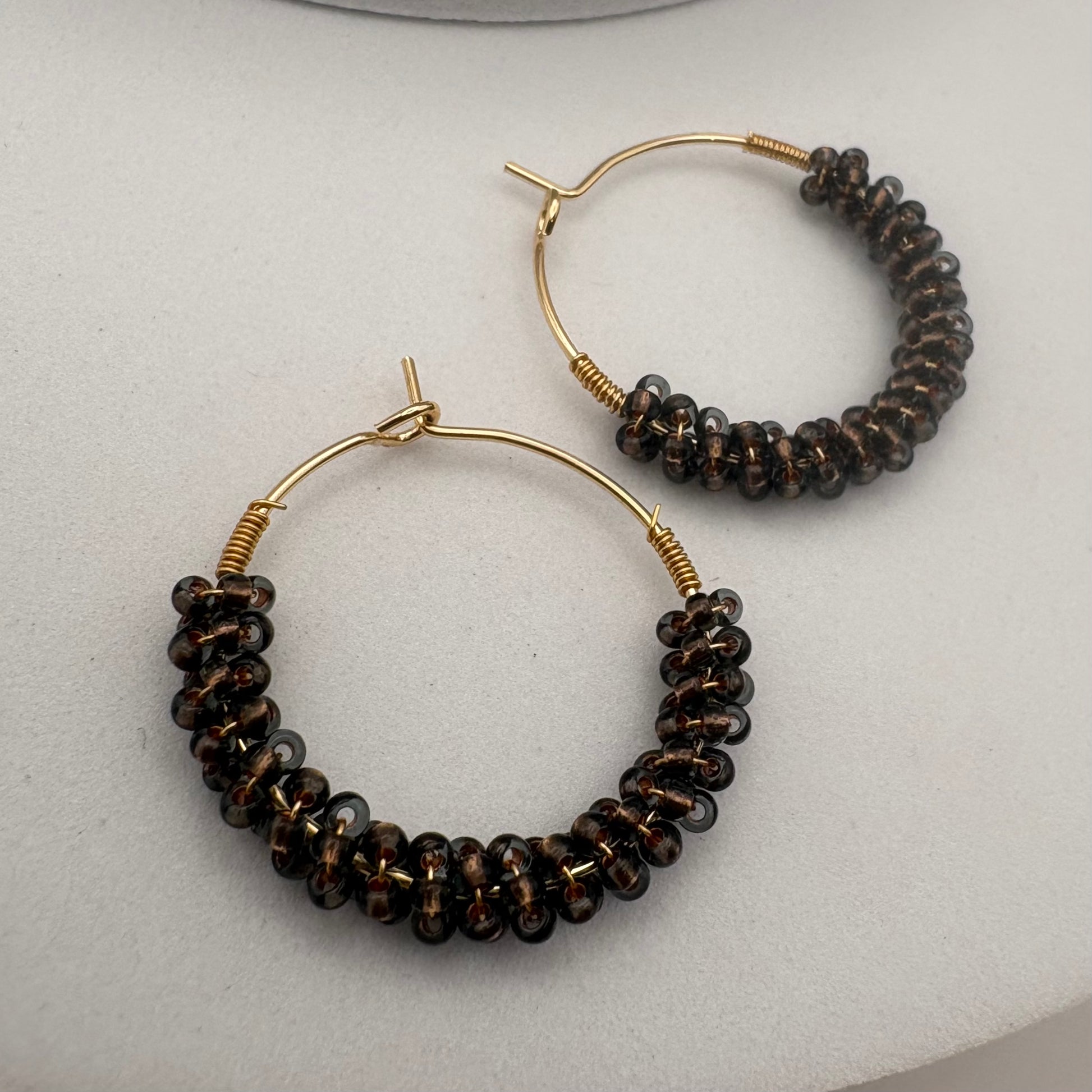 Aurora Crafted Style-Wrapped Hoops in Mocha (Gold)-Earrings-Aurora Crafted Jewellery-