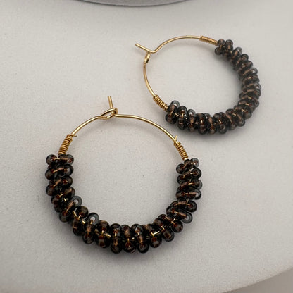 Aurora Crafted Style-Wrapped Hoops in Mocha (Gold)-Earrings-Aurora Crafted Jewellery-