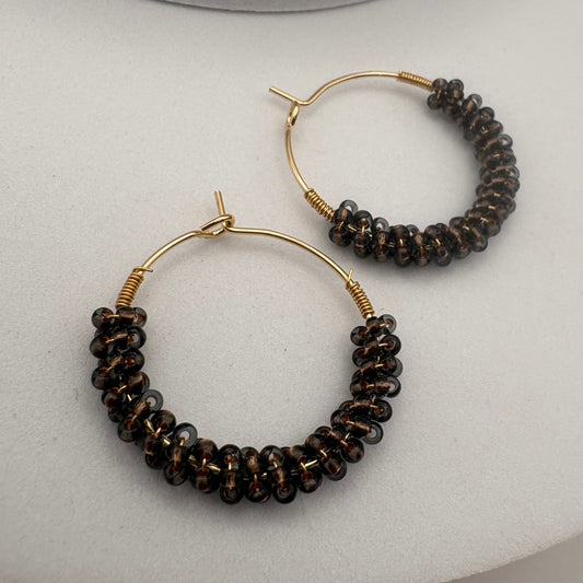 Aurora Crafted Style-Wrapped Hoops in Mocha (Gold)-Earrings-Aurora Crafted Jewellery-