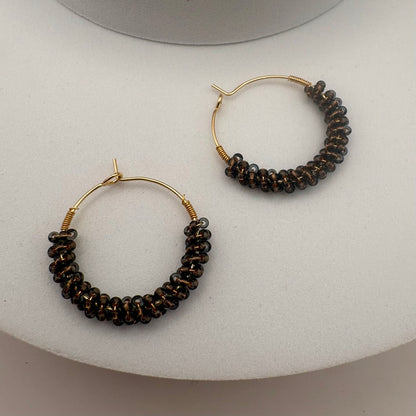 Aurora Crafted Style-Wrapped Hoops in Mocha (Gold)-Earrings-Aurora Crafted Jewellery-