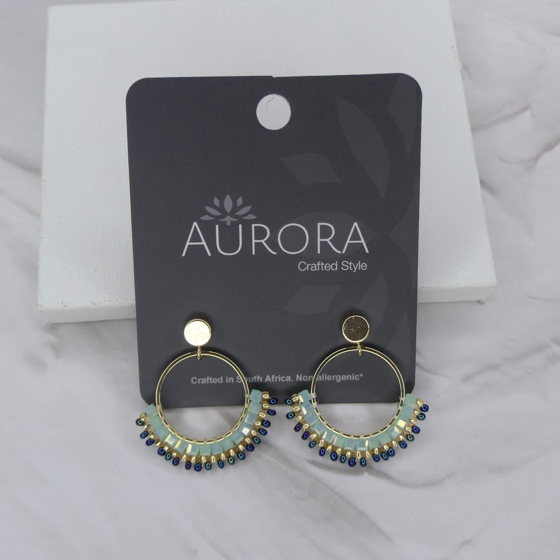 Aurora Crafted Style-Small Mosaic Stud Candy Floss Green (Gold)-Earrings-Aurora Crafted Jewellery-