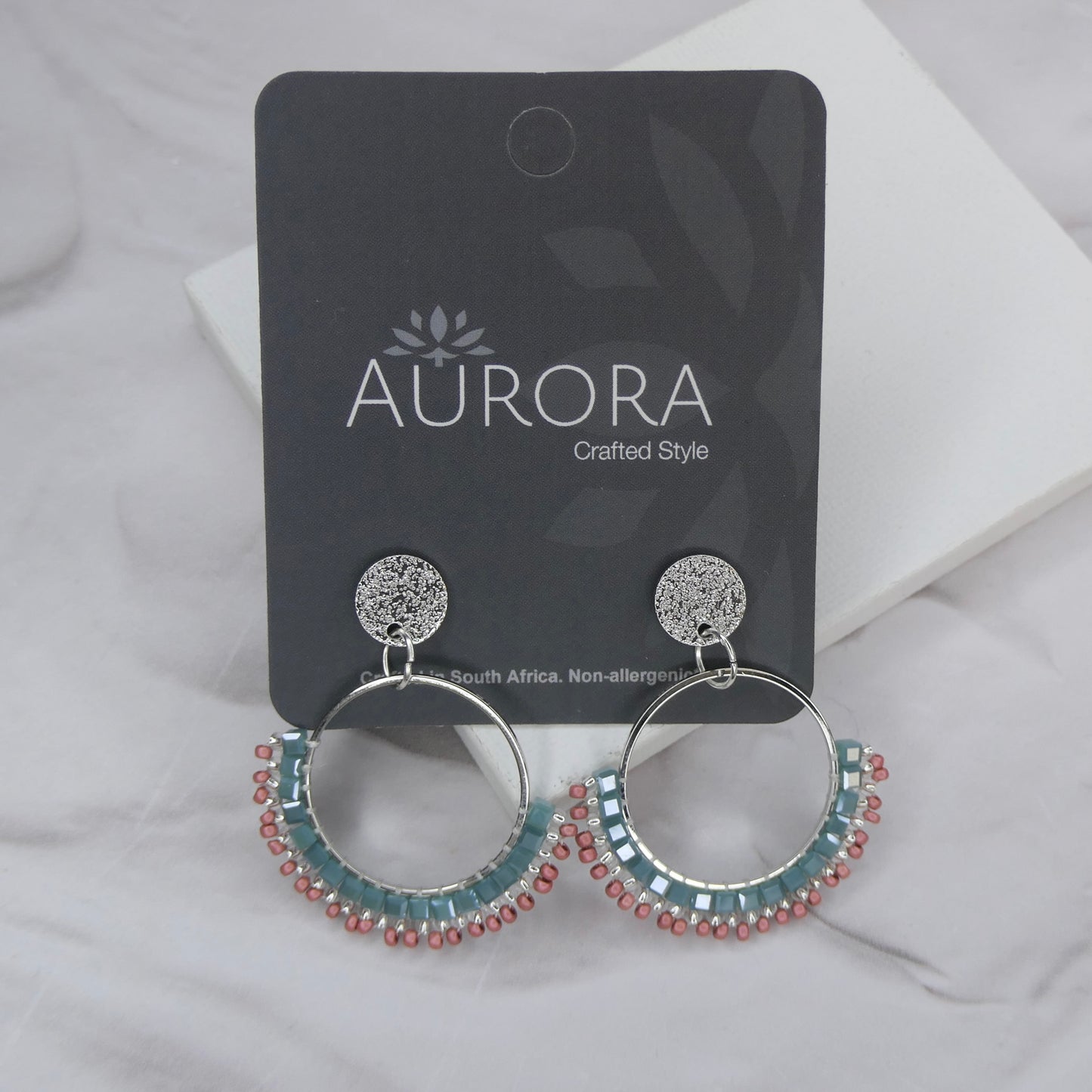 Aurora Crafted Style-Half Mosaic Stud in Perfect Pastels (Silver)-Earrings-Aurora Crafted Jewellery-