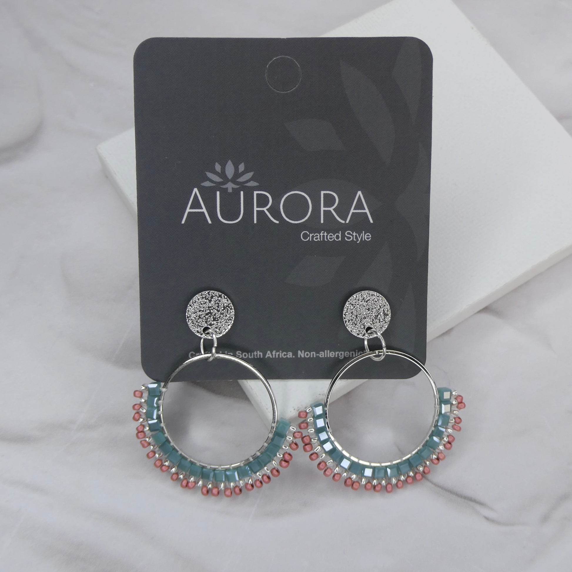 Aurora Crafted Style-Half Mosaic Stud in Perfect Pastels (Silver)-Earrings-Aurora Crafted Jewellery-