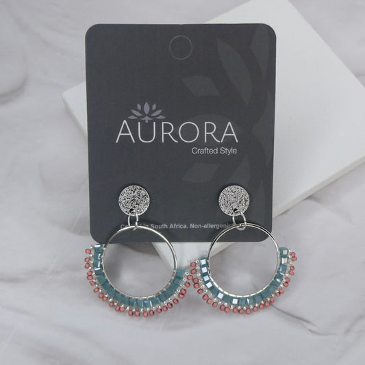 Aurora Crafted Style-Half Mosaic Stud in Perfect Pastels (Silver)-Earrings-Aurora Crafted Jewellery-