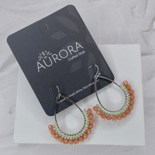 Aurora Crafted Style-Half Frida in Peach Sorbet (Silver)-Earrings-Aurora Crafted Jewellery-