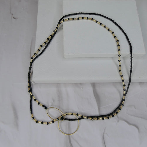 Aurora Crafted Style-Fob Necklace Black (Gold)-NECKLACES-Aurora Crafted Style-