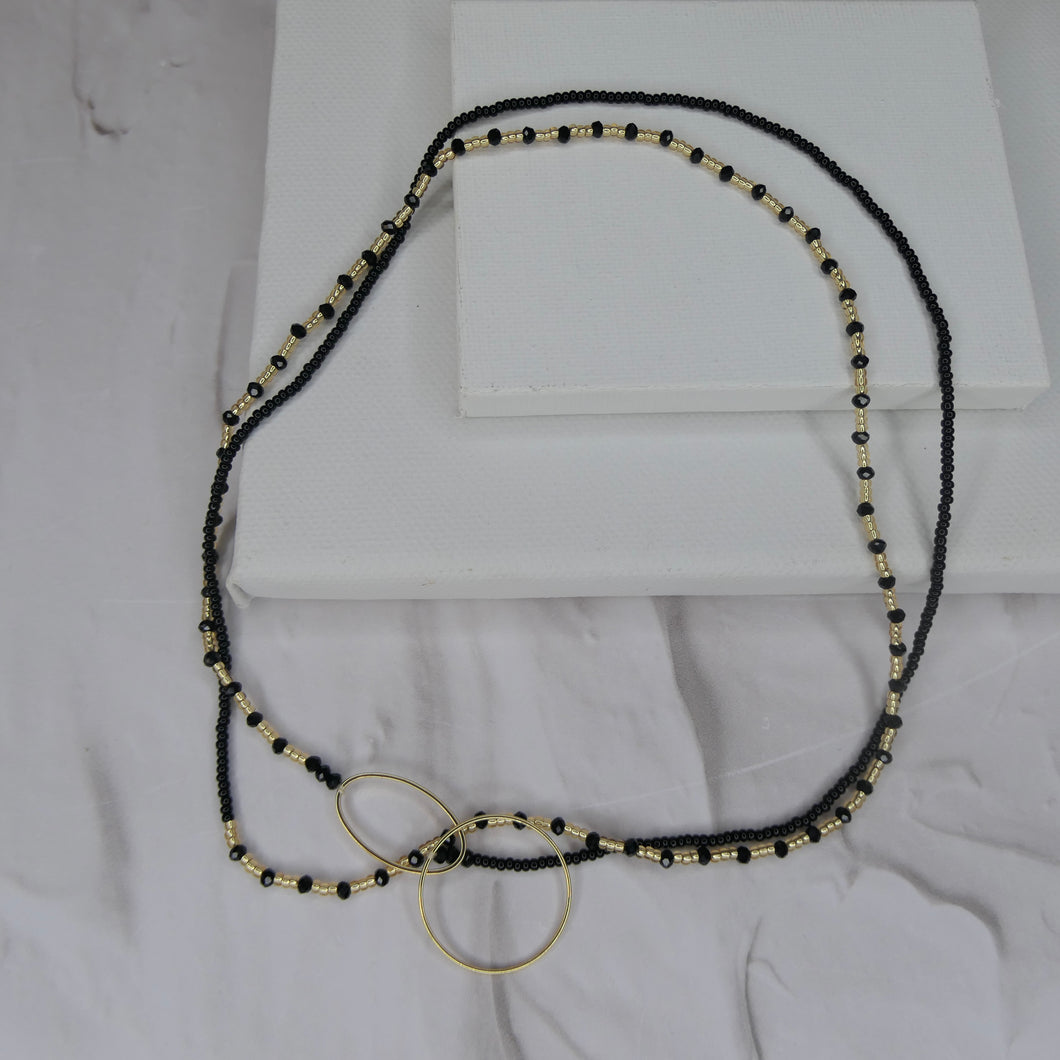 Aurora Crafted Style-Fob Necklace Black (Gold)-NECKLACES-Aurora Crafted Style-