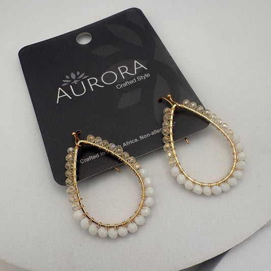 Aurora Crafted Style-Angel White Mini Teardrop (Gold)-Earrings-Aurora Crafted Jewellery-