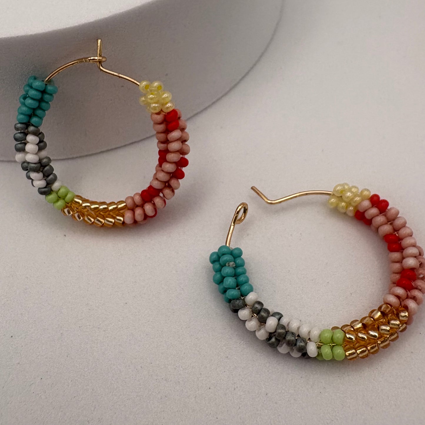 Aurora Crafted Style-Spectrum Hoop in Pink Kaleidoscope (Gold)-Earrings-Aurora Crafted Jewellery-