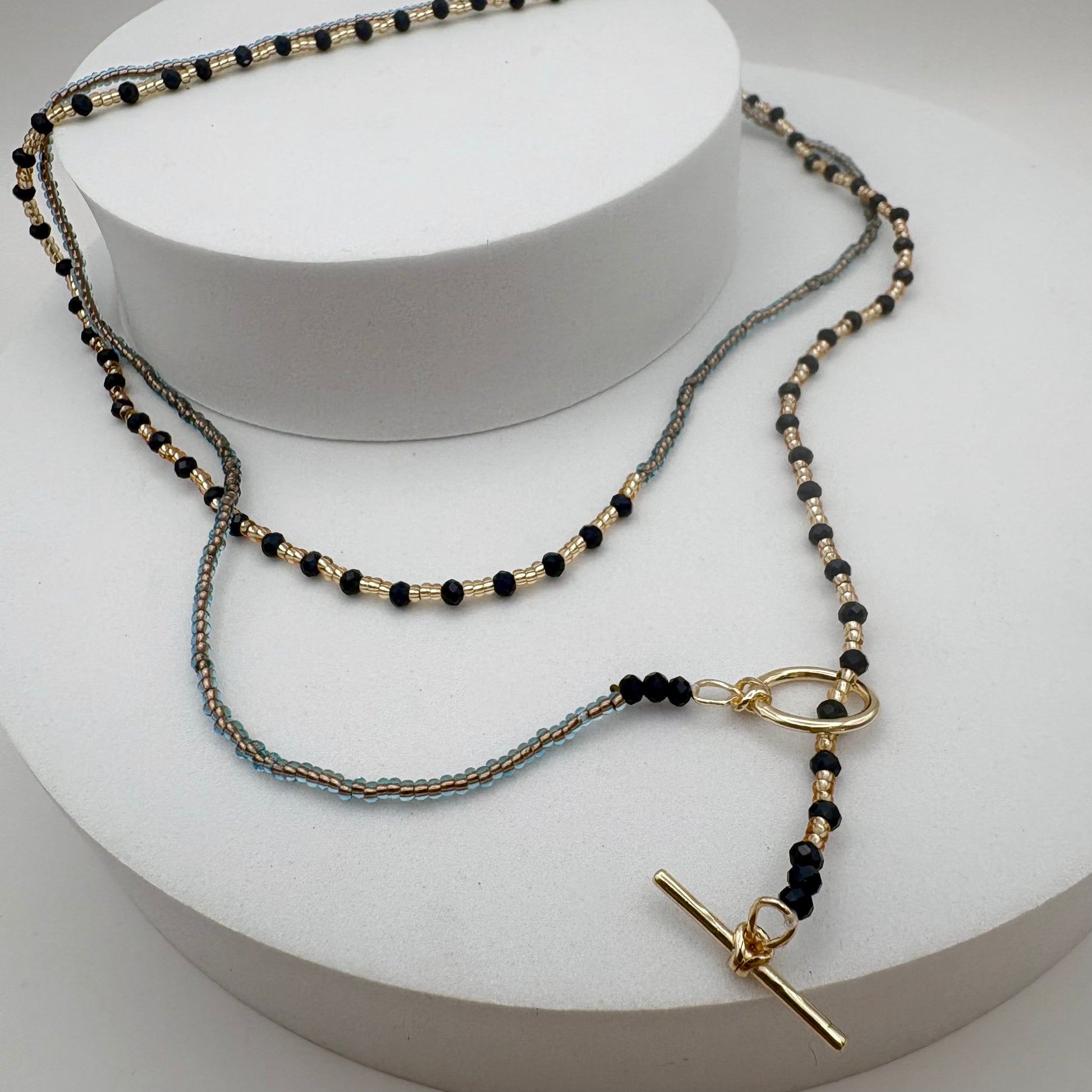 Aurora Crafted Style-Fab Fob in Midnight Navy (Gold)-NECKLACES-Aurora Crafted Style-