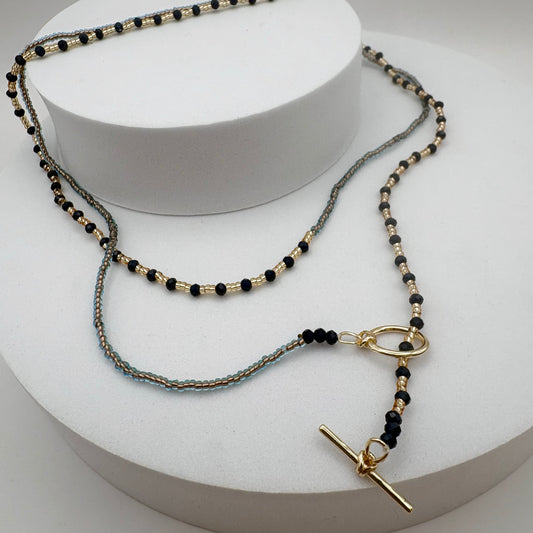 Aurora Crafted Style-Fab Fob in Midnight Navy (Gold)-NECKLACES-Aurora Crafted Style-