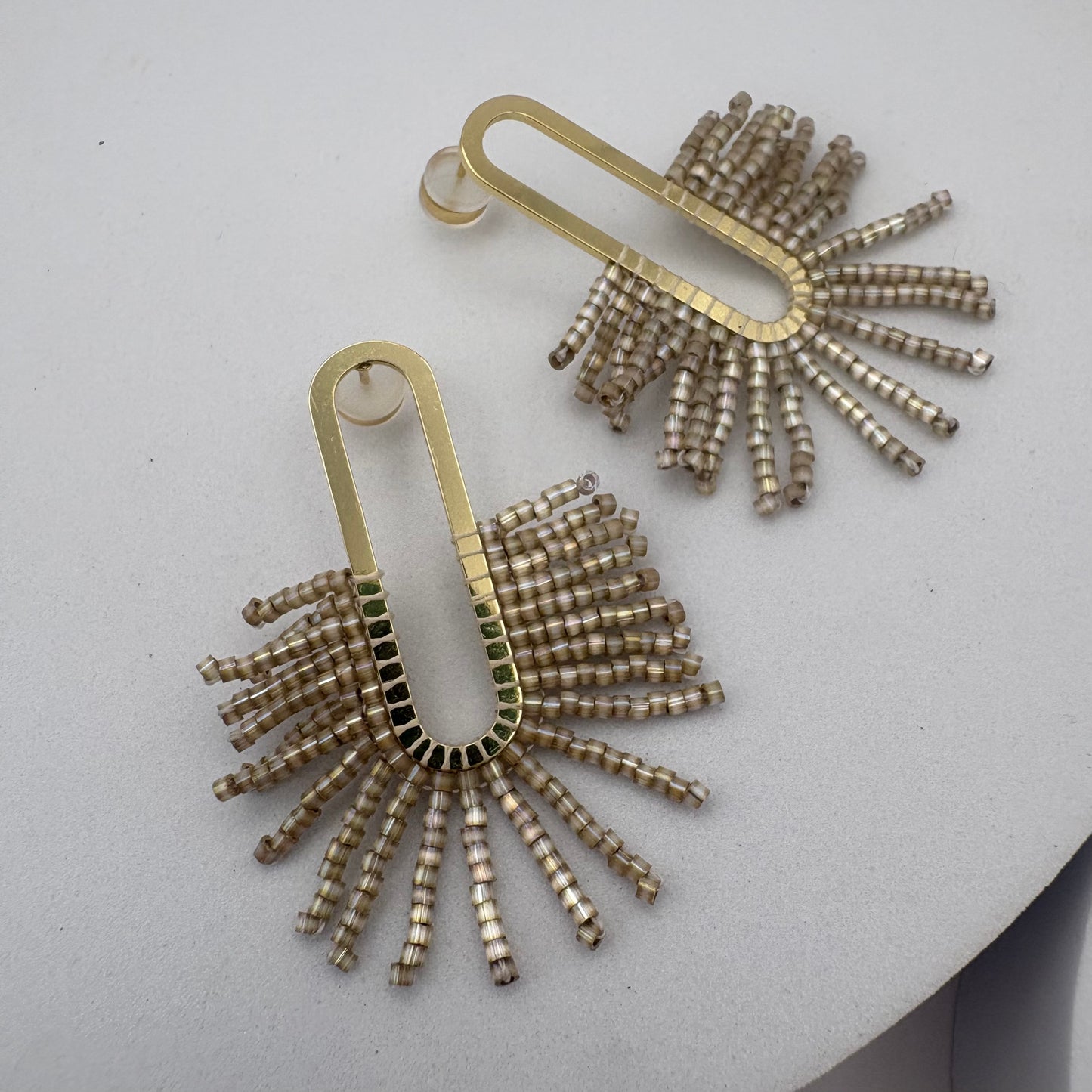 Aurora Crafted Style-Frayed Oval in Champagne (Gold)-Earrings-Aurora Crafted Jewellery-