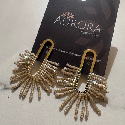 Aurora Crafted Style-Frayed Oval in Champagne (Gold)-Earrings-Aurora Crafted Jewellery-