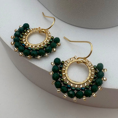 Aurora Crafted Style-Mini Mosaic in Emerald (Gold)-Earrings-Aurora Crafted Jewellery-