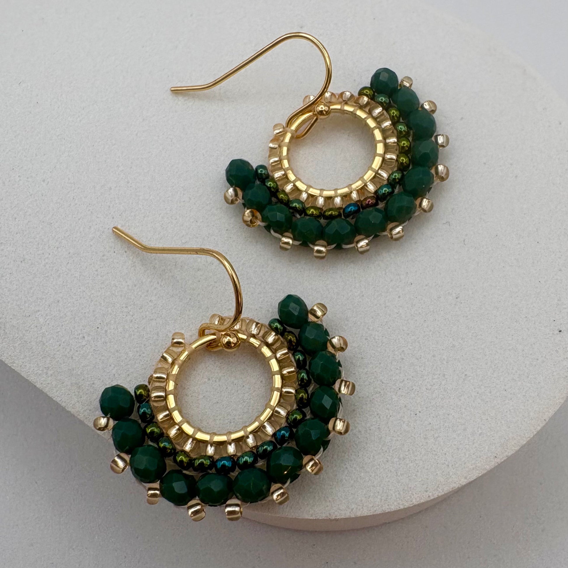 Aurora Crafted Style-Mini Mosaic in Emerald (Gold)-Earrings-Aurora Crafted Jewellery-