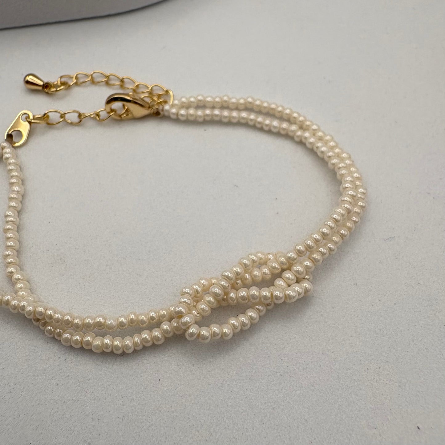 Aurora Crafted Style-Love Me Knot Bracelet in Pearl (Gold)-BRACELETS-Aurora Crafted Jewellery-
