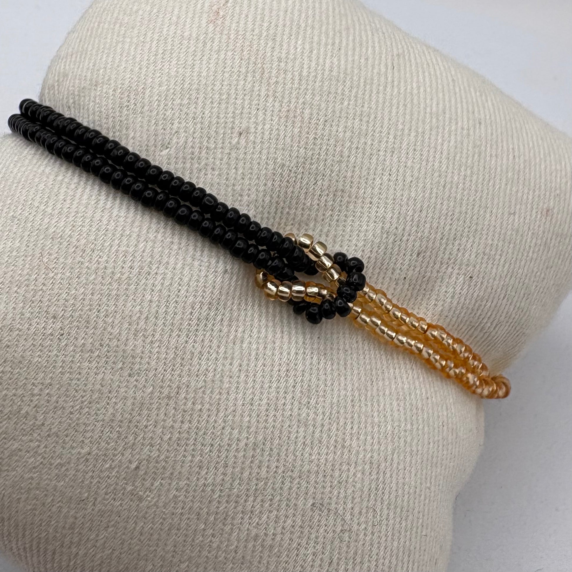 Aurora Crafted Style-Love Me Knot Bracelet in Black & Gold (Gold)-BRACELETS-Aurora Crafted Jewellery-