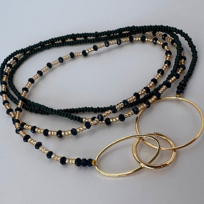 Aurora Crafted Style-4-You Aurora Fob Necklace in Midnight Teal & Navy (Gold)-NECKLACES-Aurora Crafted Style-