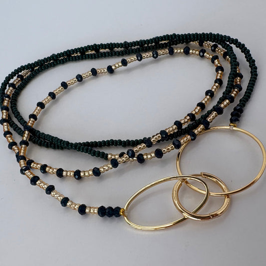 Aurora Crafted Style-4-You Aurora Fob Necklace in Midnight Teal & Navy (Gold)-NECKLACES-Aurora Crafted Style-