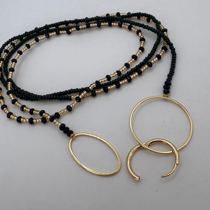 Aurora Crafted Style-4-You Aurora Fob Necklace in Midnight Teal & Navy (Gold)-NECKLACES-Aurora Crafted Style-