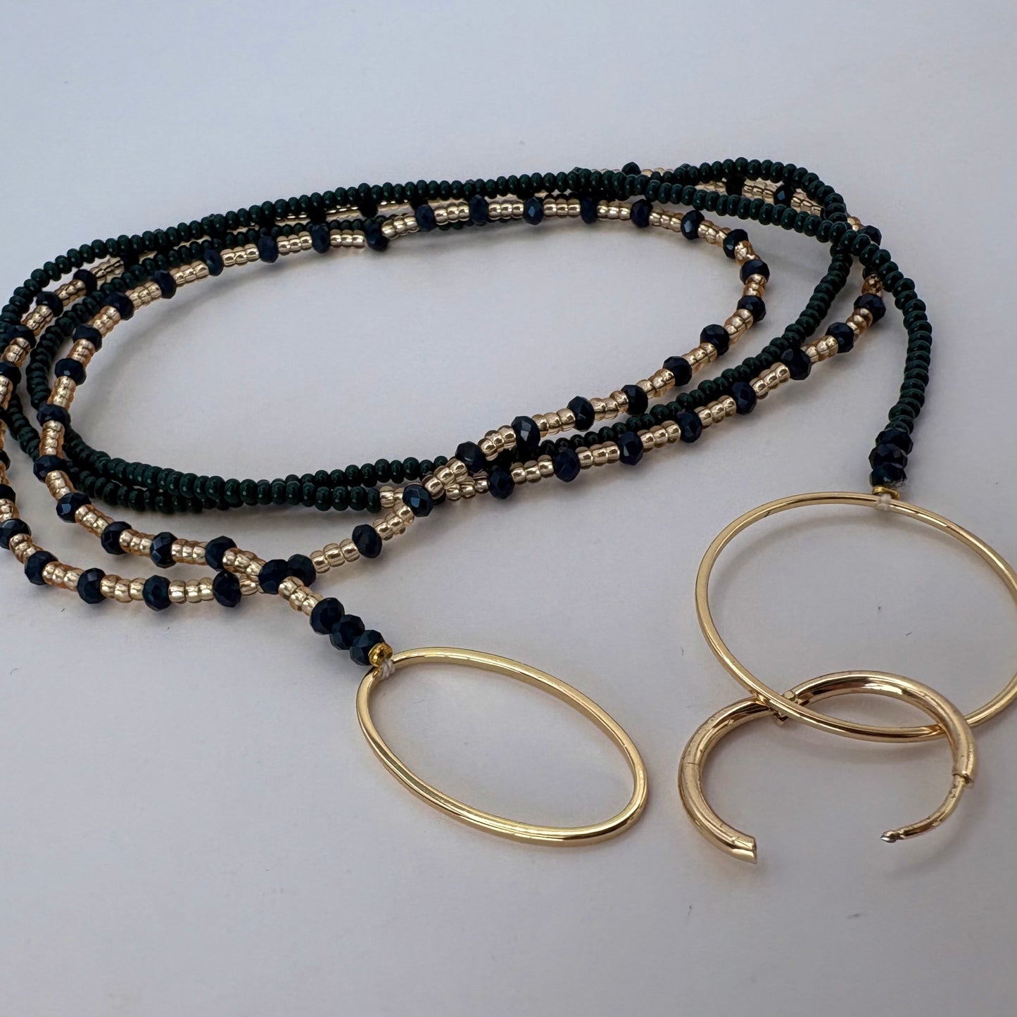 Aurora Crafted Style-4-You Aurora Fob Necklace in Midnight Teal & Navy (Gold)-NECKLACES-Aurora Crafted Style-