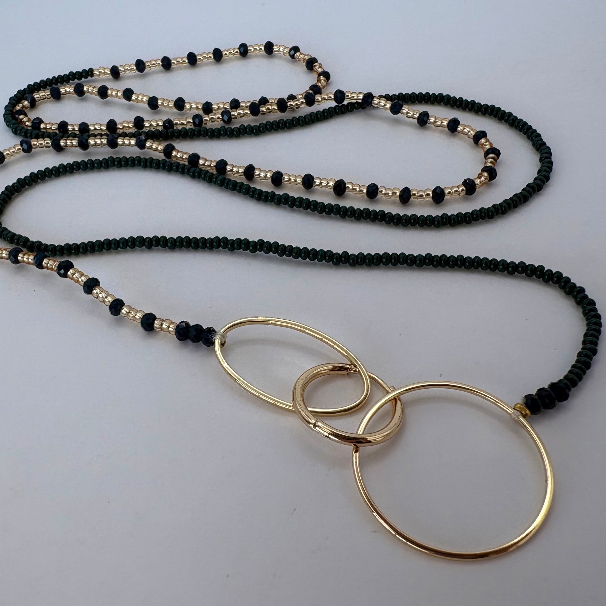 Aurora Crafted Style-4-You Aurora Fob Necklace in Midnight Teal & Navy (Gold)-NECKLACES-Aurora Crafted Style-