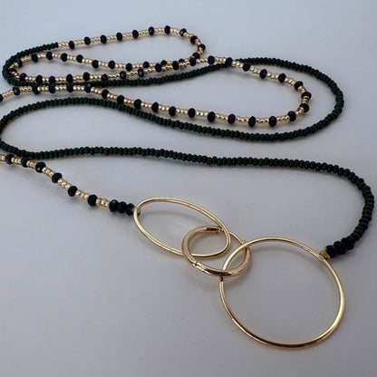 Aurora Crafted Style-4-You Aurora Fob Necklace in Midnight Teal & Navy (Gold)-NECKLACES-Aurora Crafted Style-