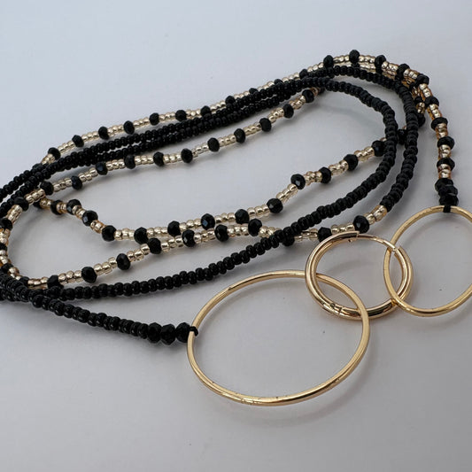 Aurora Crafted Style-4-You Aurora Fob Necklace in Black (Gold)-NECKLACES-Aurora Crafted Style-