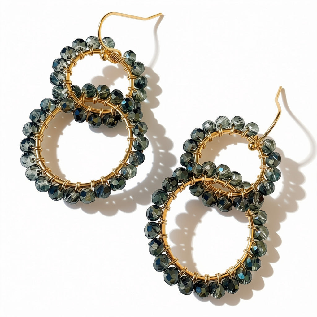 Aurora Crafted Style-Infinity Hoop In Sparkly Olive (Gold)-Earrings-Aurora Crafted Jewellery-