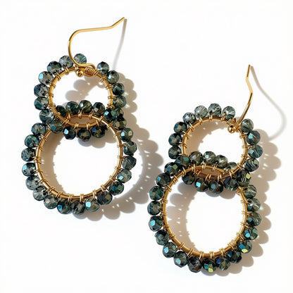 Aurora Crafted Style-Infinity Hoop In Sparkly Olive (Gold)-Earrings-Aurora Crafted Jewellery-