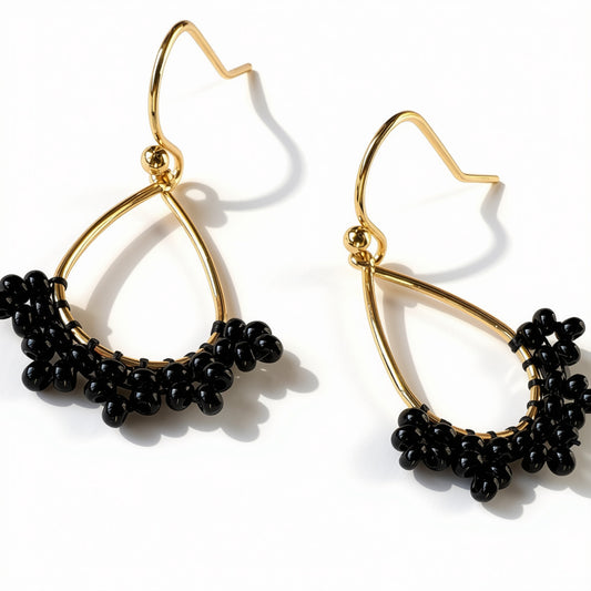 Aurora Crafted Style-Lady Lacie in Black (Gold)-Earrings-Aurora Crafted Jewellery-