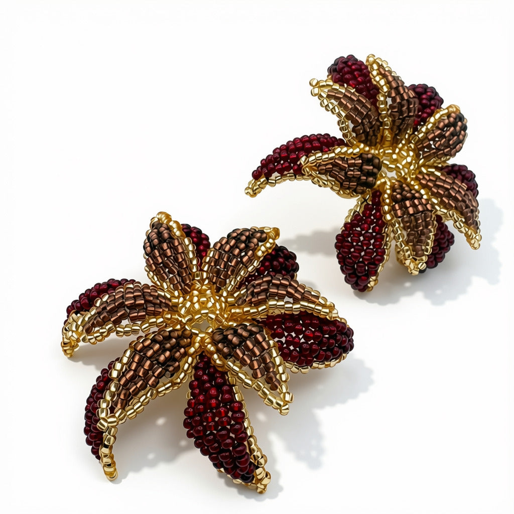 Aurora Crafted Style-Look at me Lily Earring in Wine & Dine-Earrings-Aurora Crafted Jewellery-