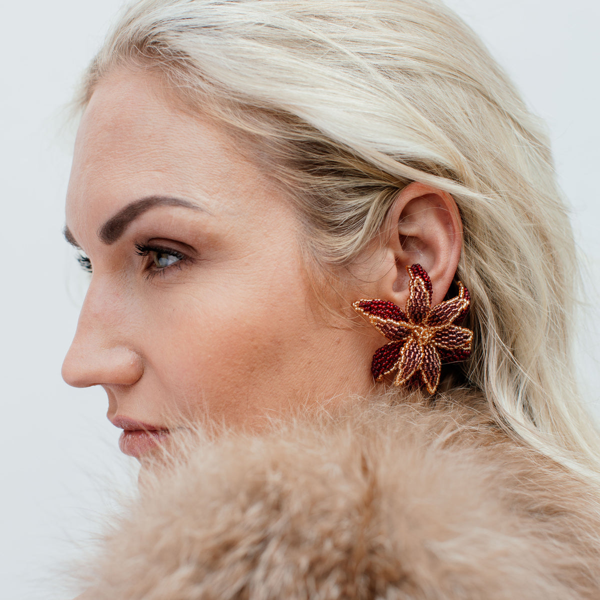Aurora Crafted Style-Look at me Lily Earring in Wine & Dine-Earrings-Aurora Crafted Jewellery-