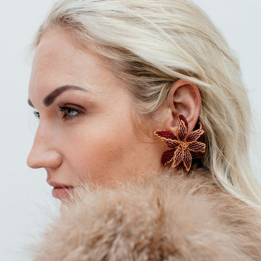 Aurora Crafted Style-Look at me Lily Earring in Wine & Dine-Earrings-Aurora Crafted Jewellery-