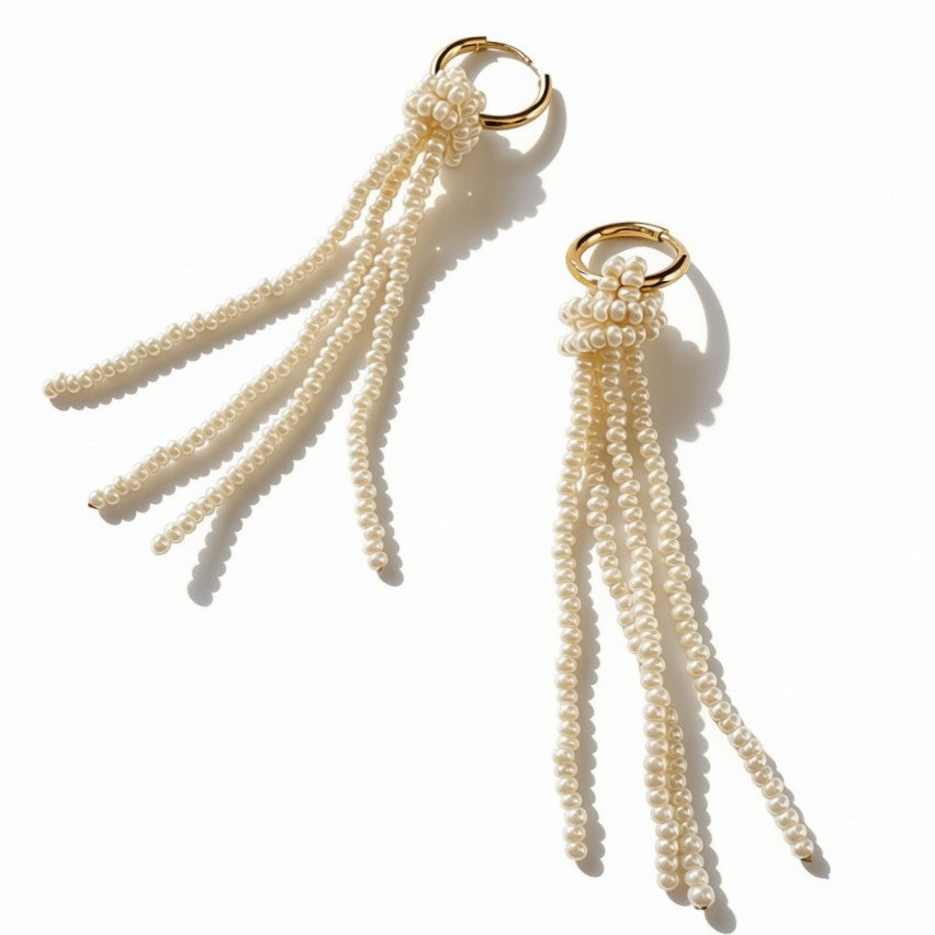 Aurora Crafted Style-Love me Knot Earrings in Pearl (Gold)-Earrings-Aurora Crafted Style-