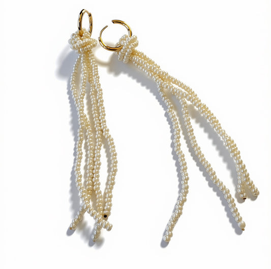 Aurora Crafted Style-Love me Knot Earrings in Pearl (Gold)-Earrings-Aurora Crafted Style-
