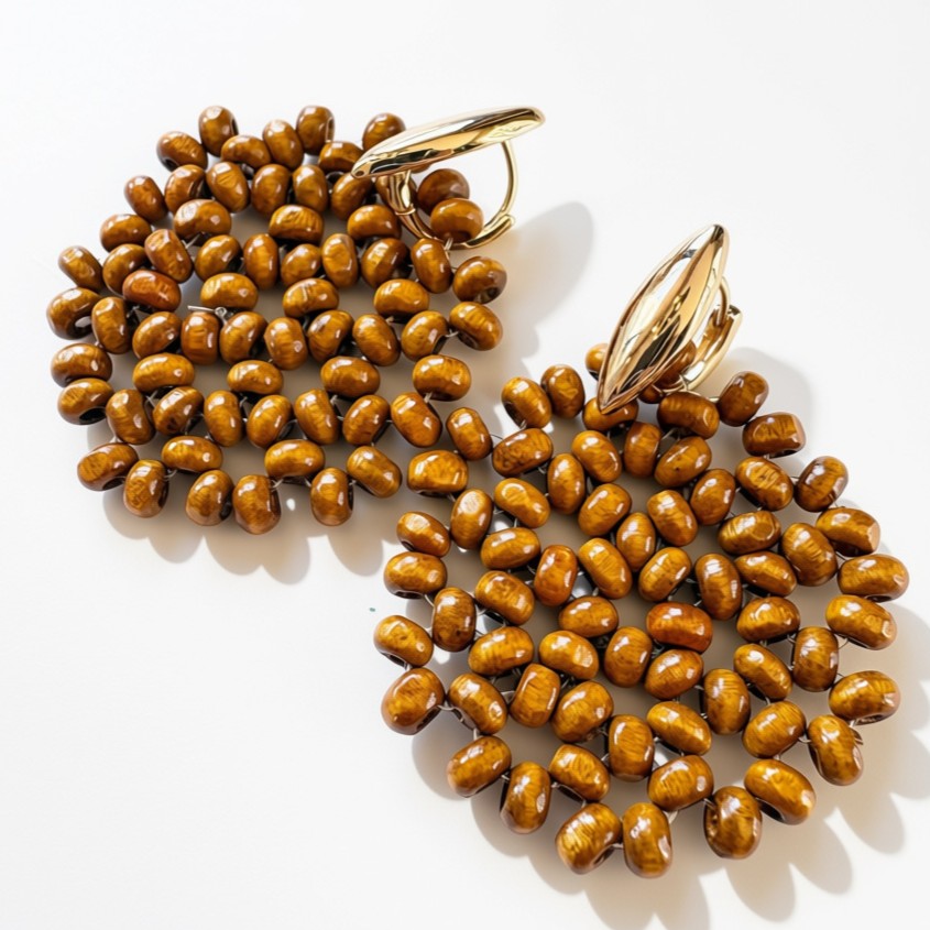 Aurora Crafted Style-Macrame in Coffee (Gold)-Earrings-Aurora Crafted Jewellery-