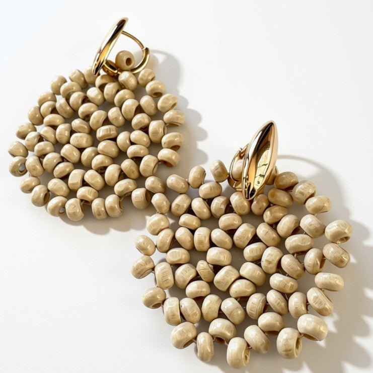Aurora Crafted Style-Macrame in Latte (Gold)-Earrings-Aurora Crafted Jewellery-