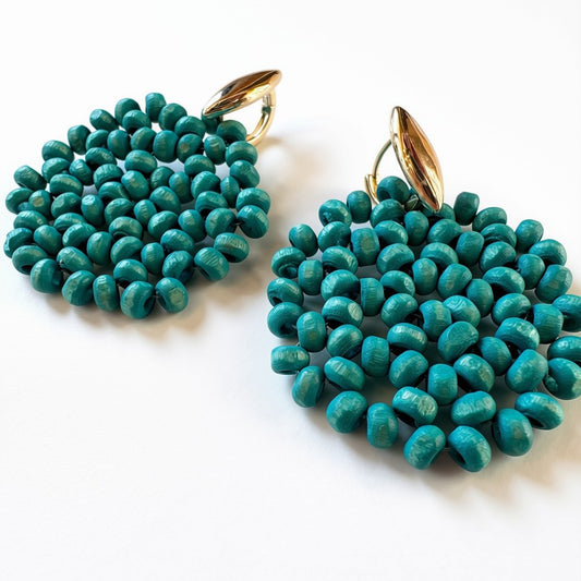 Aurora Crafted Style-Macrame in Turquoise (Gold)-Earrings-Aurora Crafted Jewellery-